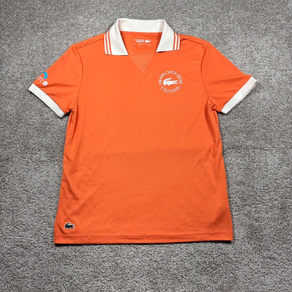 Lacoste Sport Mens Miami Open 2026 Polo Shirt Orange Regular Fit US Medium M